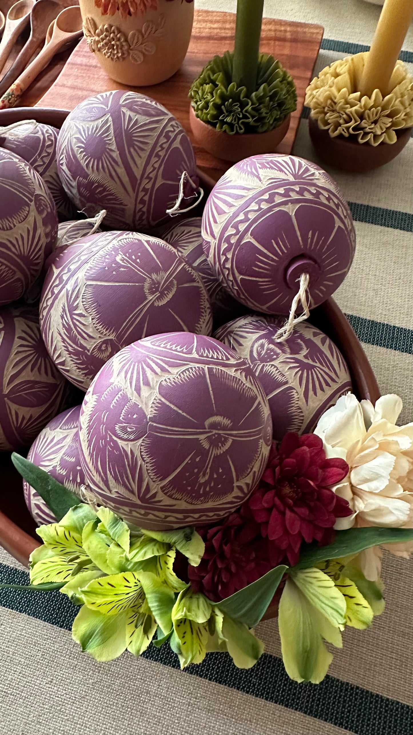 Lila Jicara Hummingbird Hand Carved Christmas Ornament