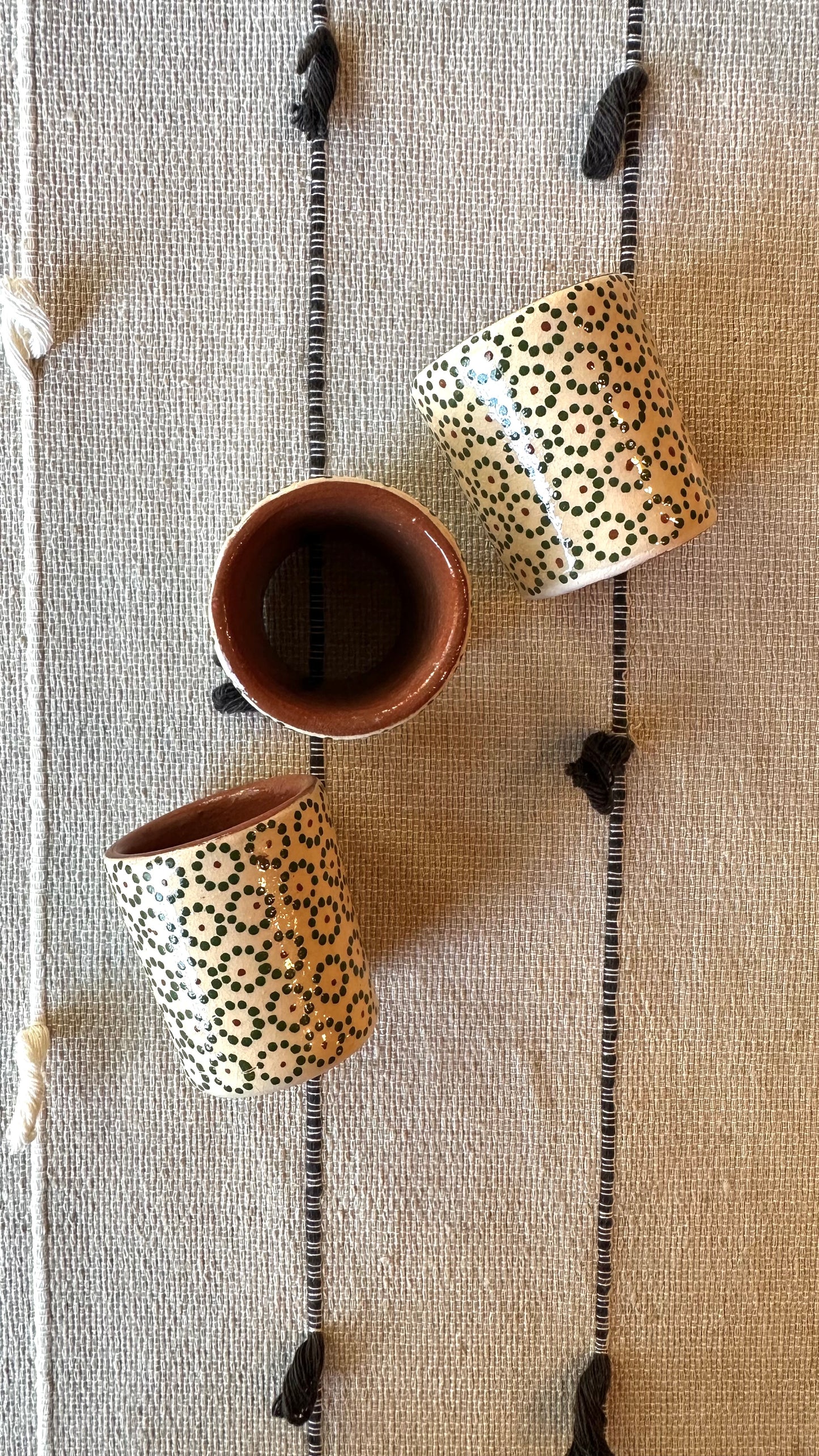 Luisa Ivory & Green Clay Napkin Rings