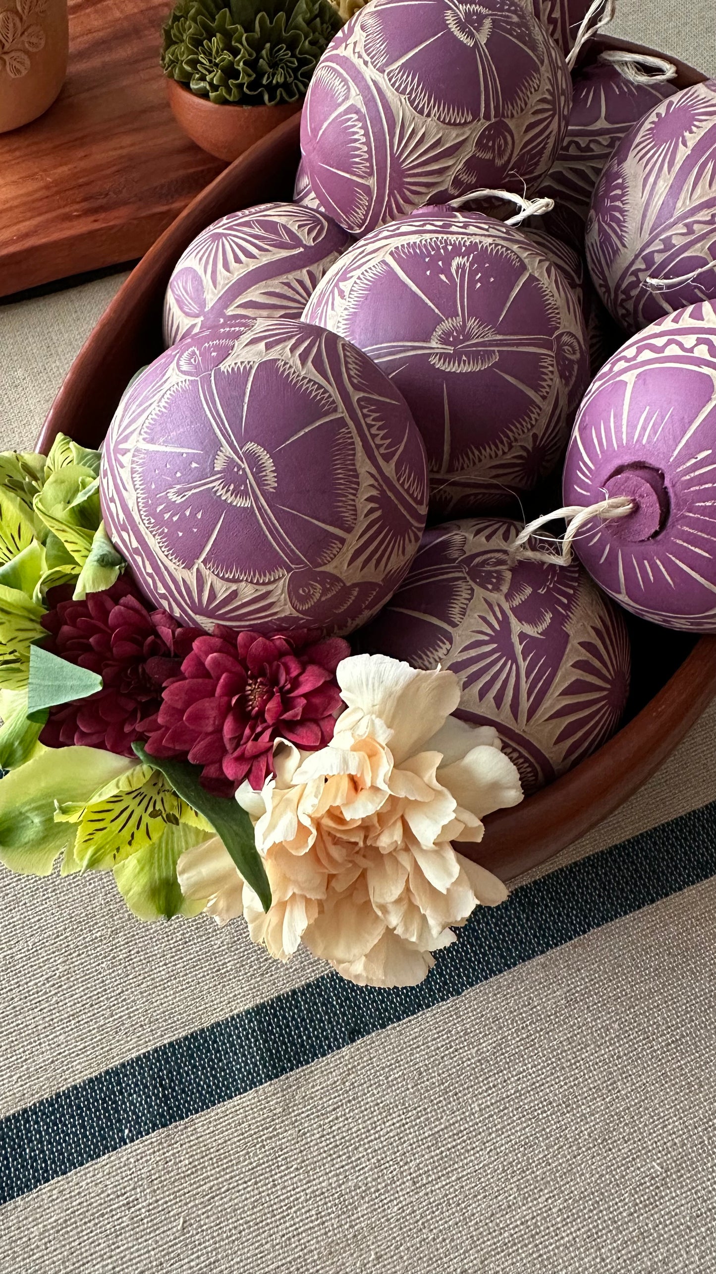 Lila Jicara Hummingbird Hand Carved Christmas Ornament