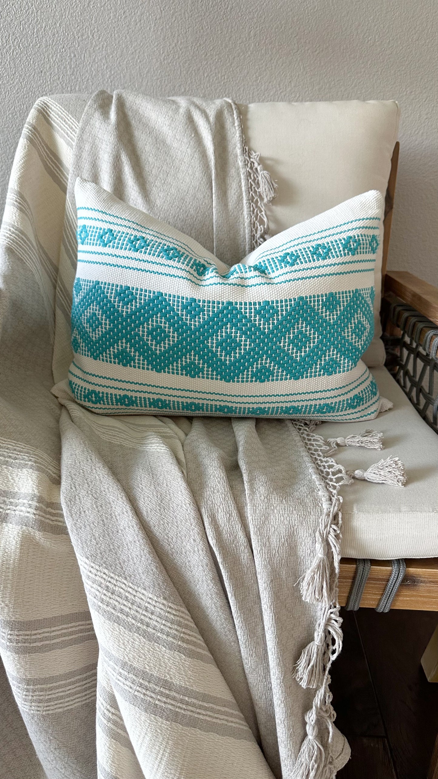 Aqua Lumbar Pillow Cover