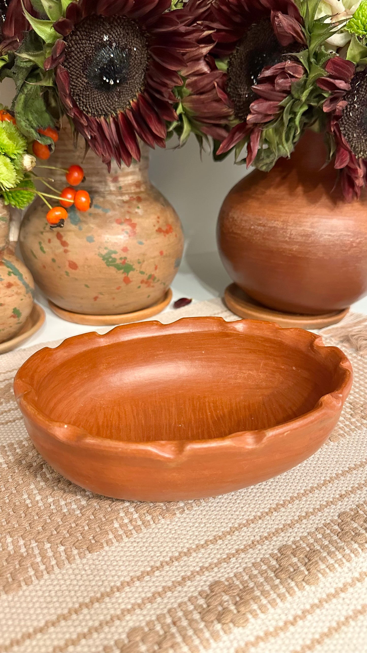 Camila Ruffled Oval Clay Dish