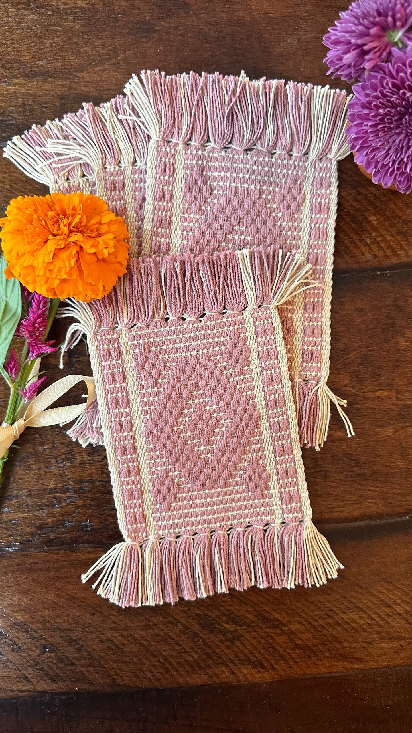 Rosa María Woven Coasters set of 4