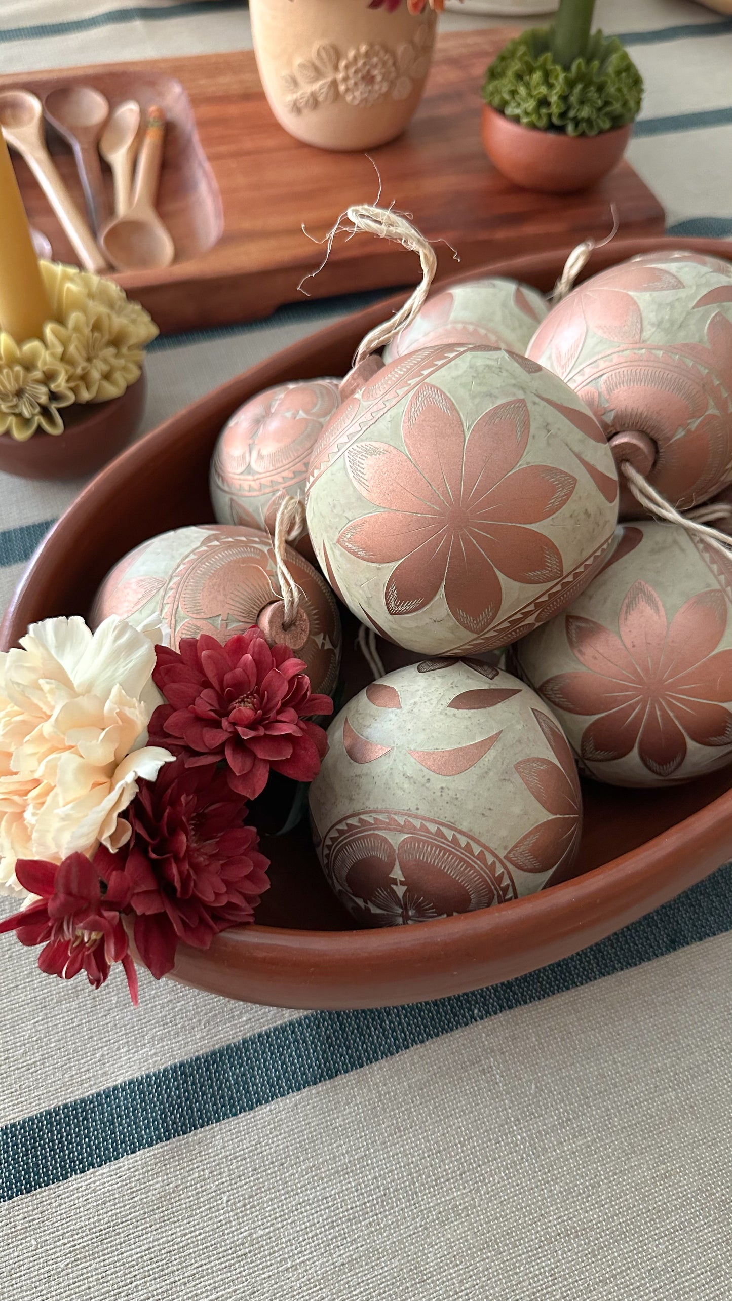 Daniela Jicara Poinsettia Hand Carved Christmas Ornament