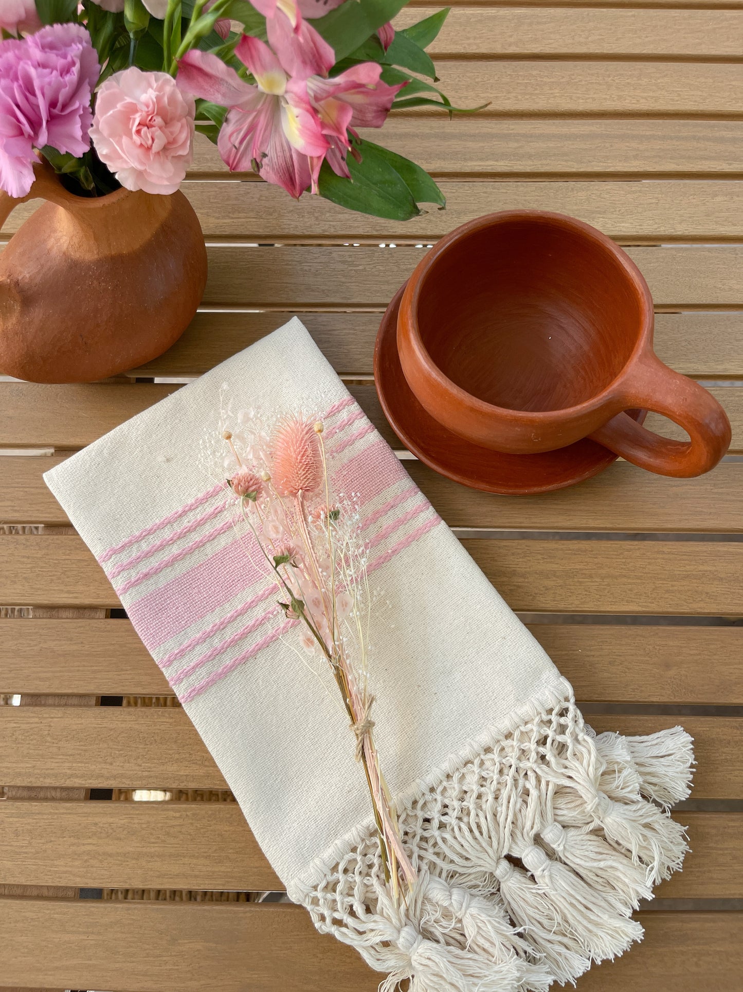 Pretty in pink woven napkin