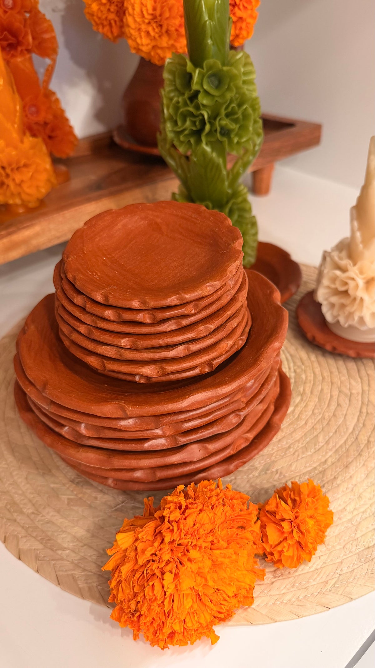 Lily Red Clay Saucer Plate