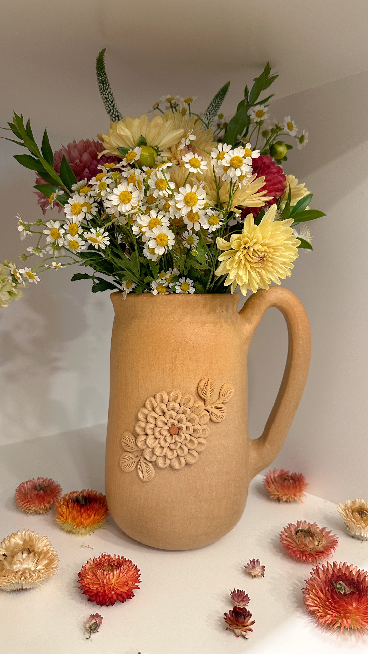 Dahlia Clay Pitcher