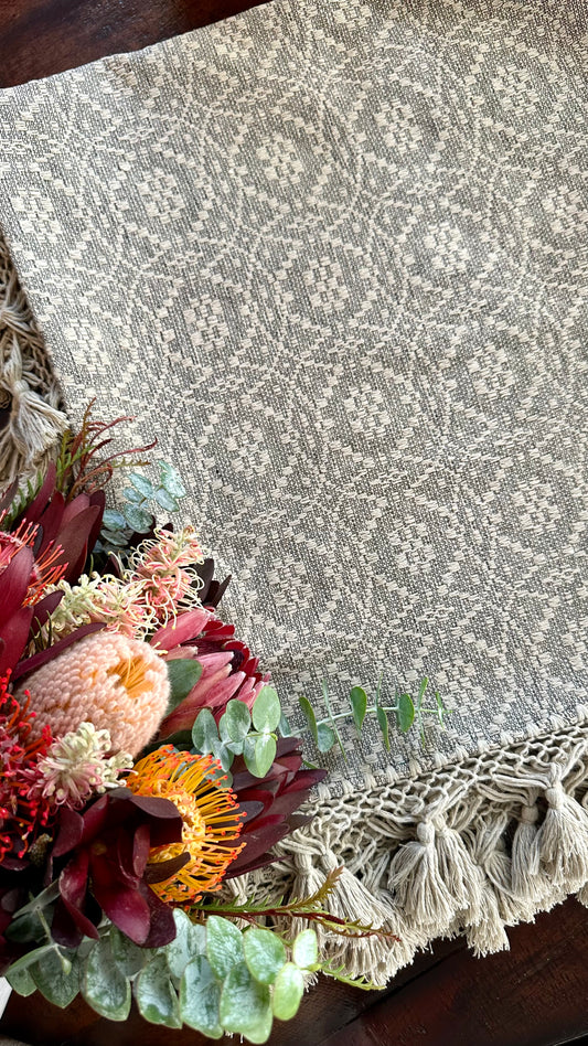 Maria Bonita Beige Woven Tablecloth