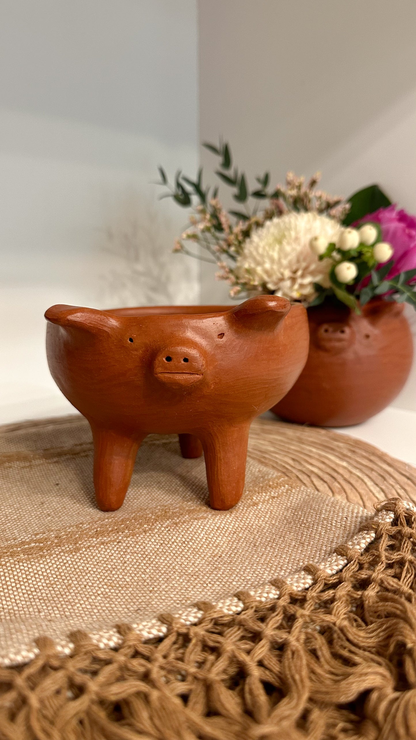 Ruby Piggy Red Clay Round Bowl