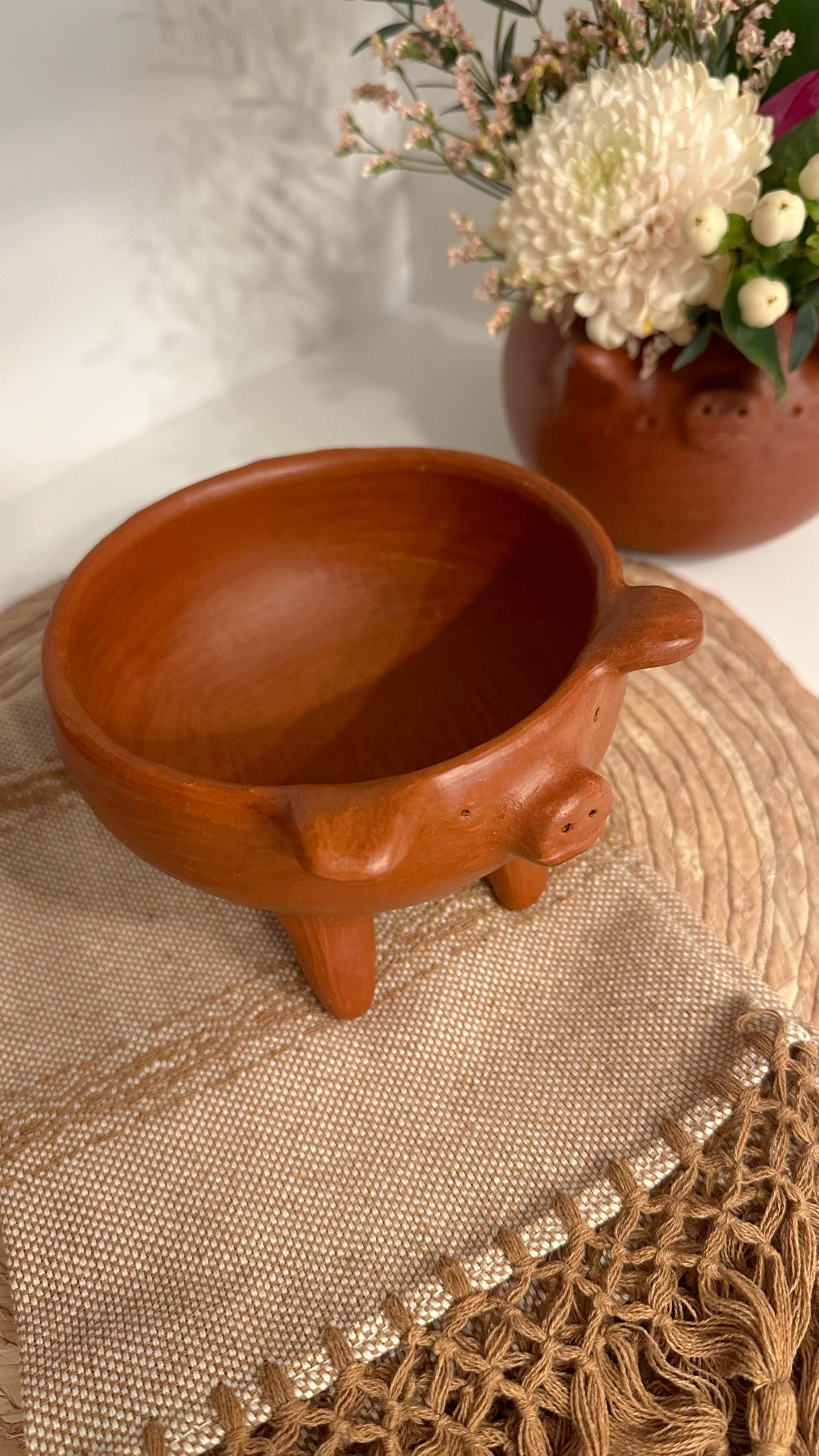 Ruby Piggy Red Clay Round Bowl