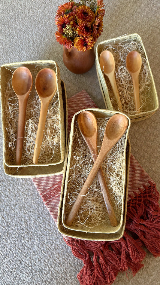 Sienna Wooden Spoons set of 2  & Woven Basket