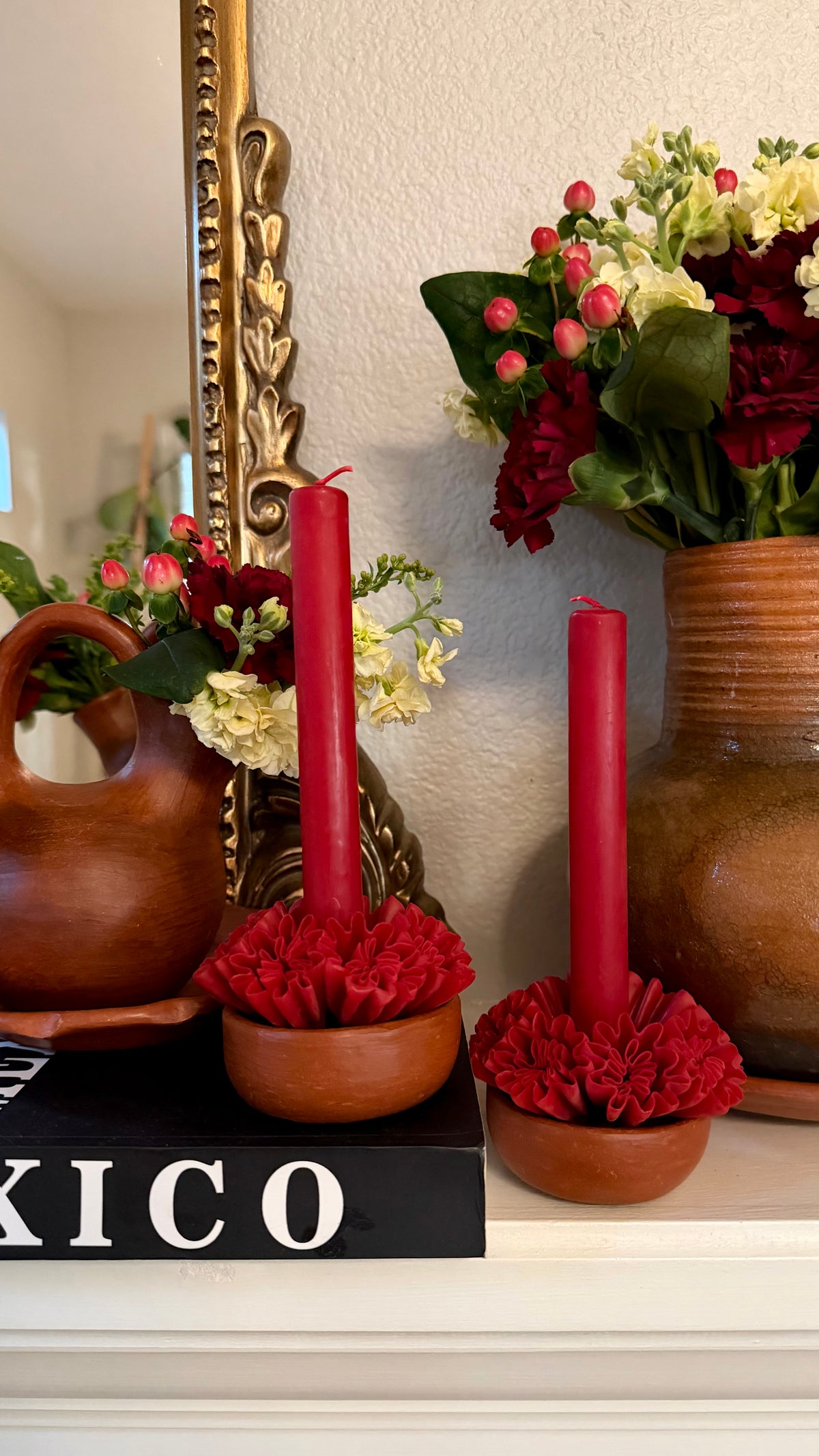 María Victoria Floral Red Clay Candle Bowl