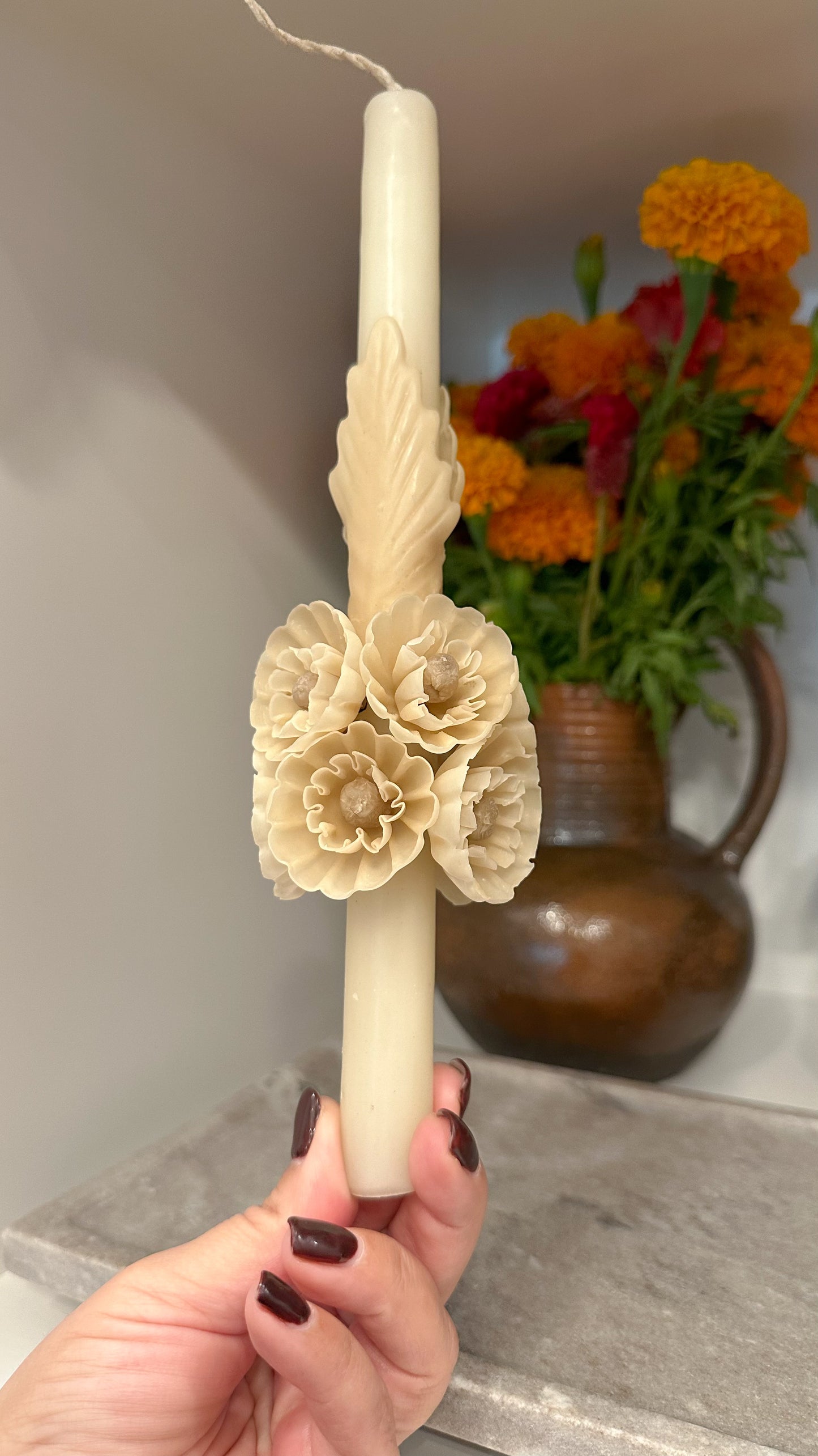 Piña Floral Taper Candle