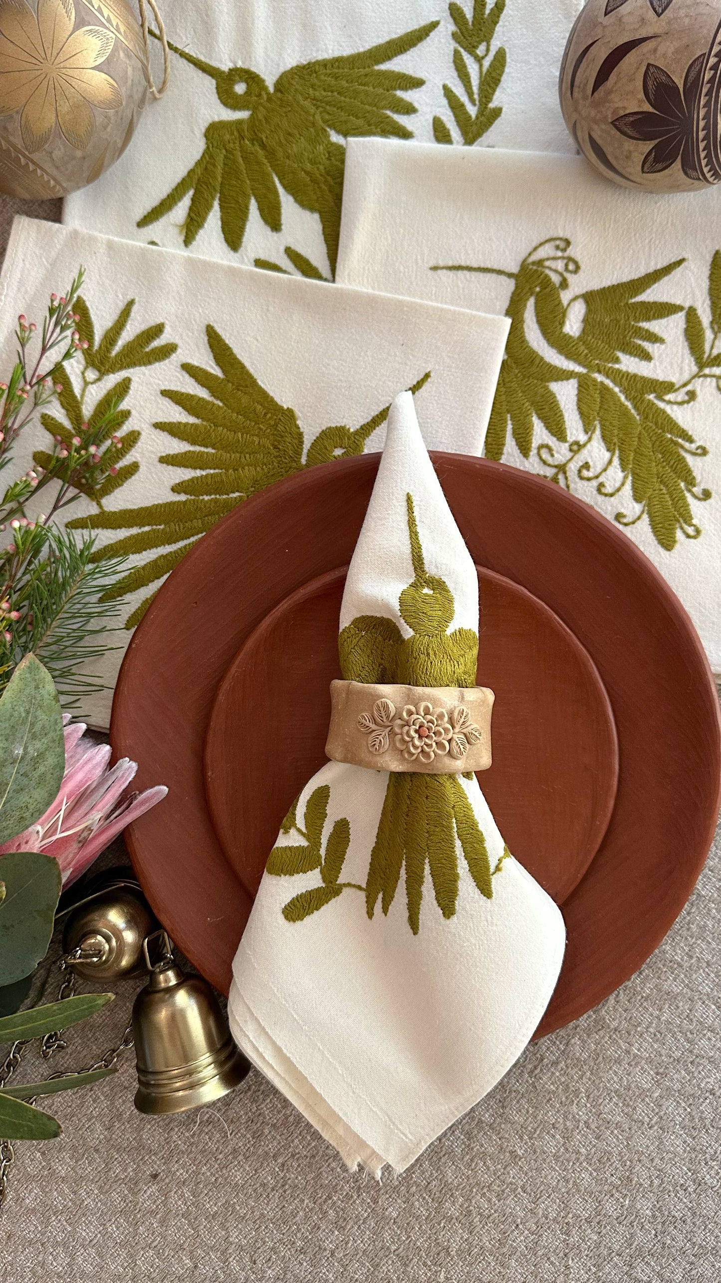 Verde Otomi Embroidered Napkins (set of 4)