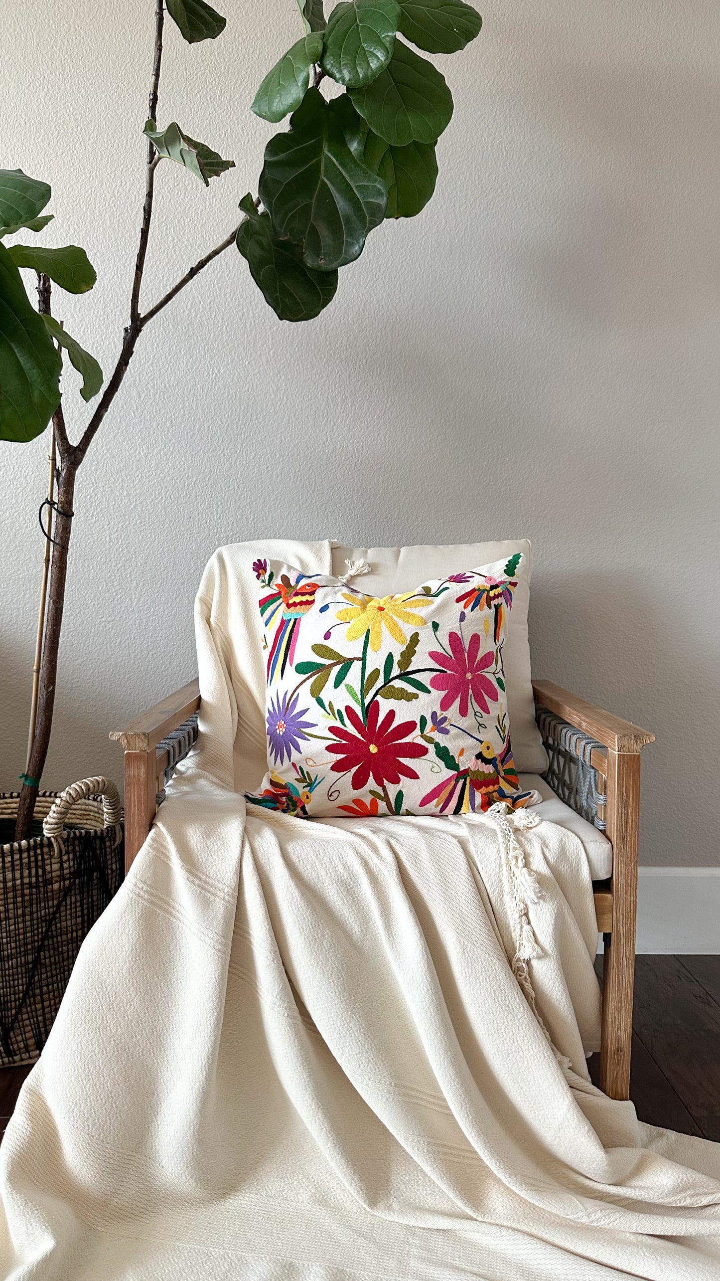 Camila Otomi Embroidered Pillow Cover