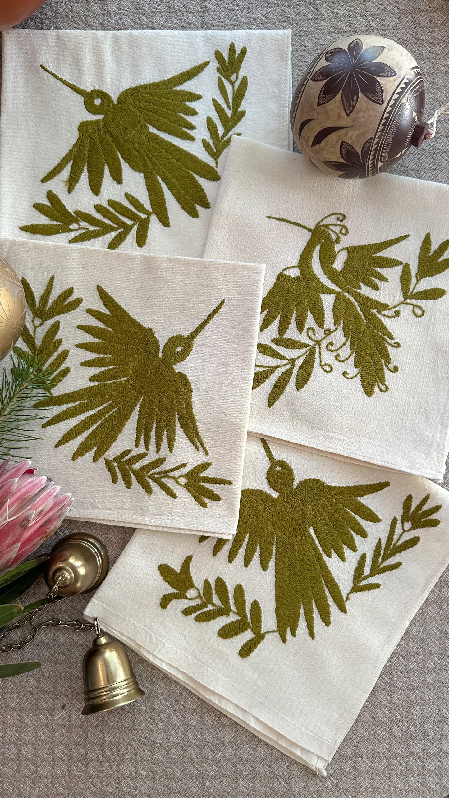 Verde Otomi Embroidered Napkins (set of 4)