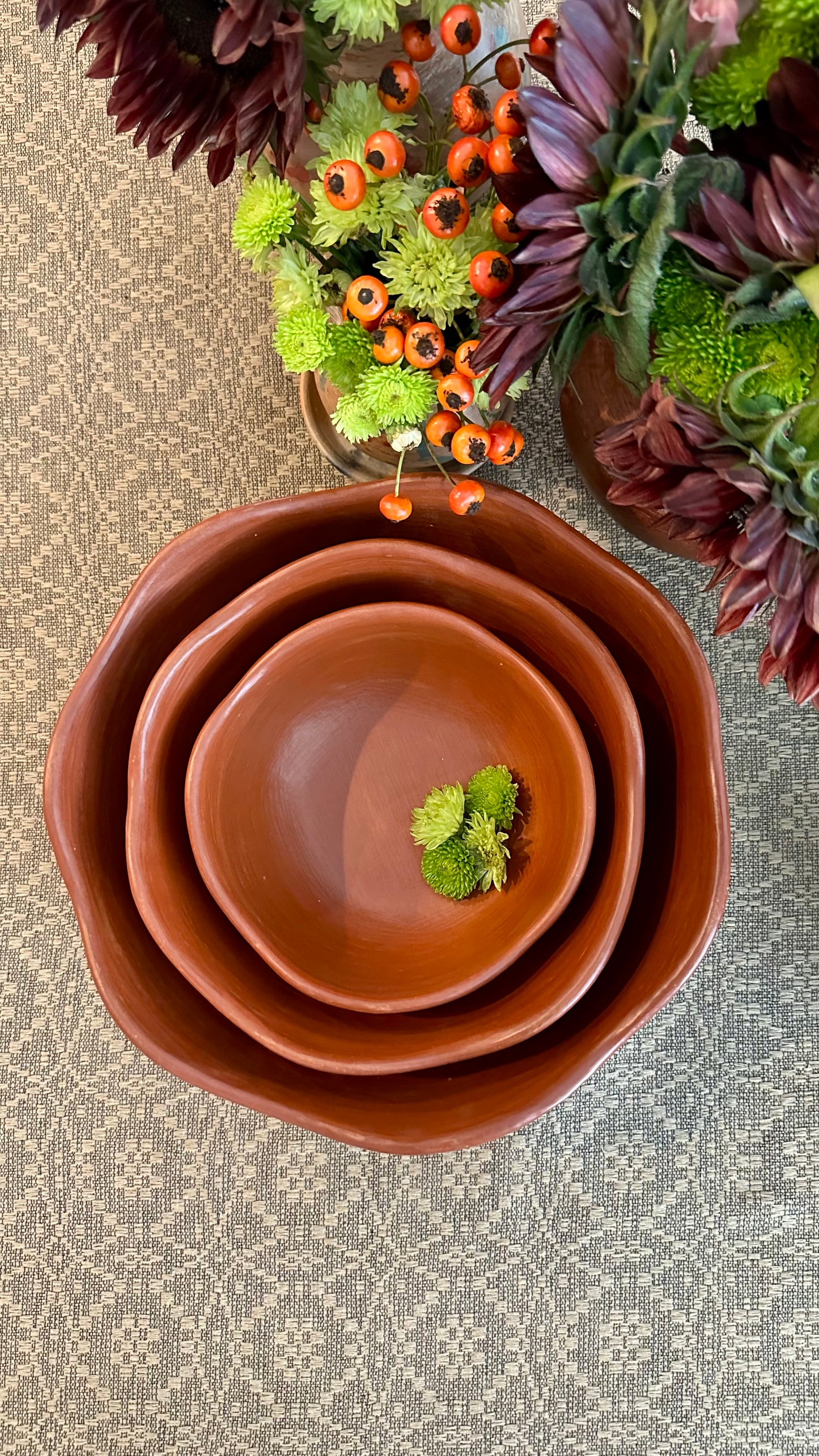 Camelia Scalloped Clay Bowl