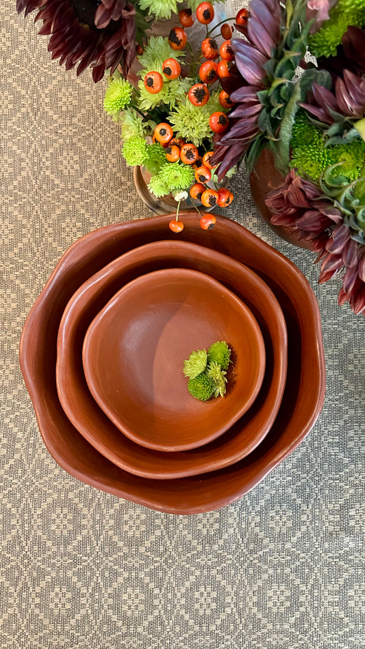 Camelia Scalloped Clay Bowl