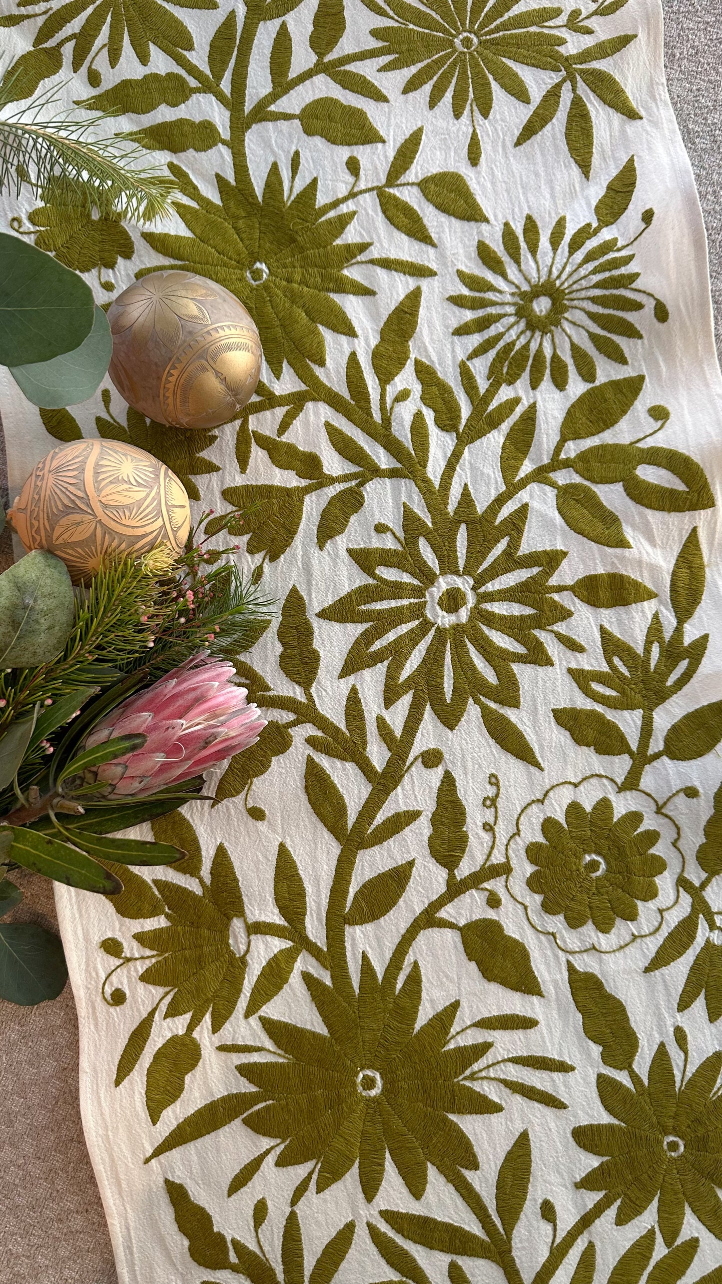 Olive Otomi Table Runner