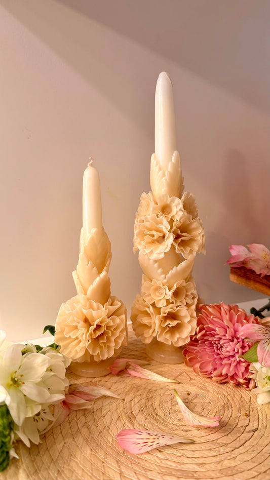 Blanca Estela Floral Taper Candle