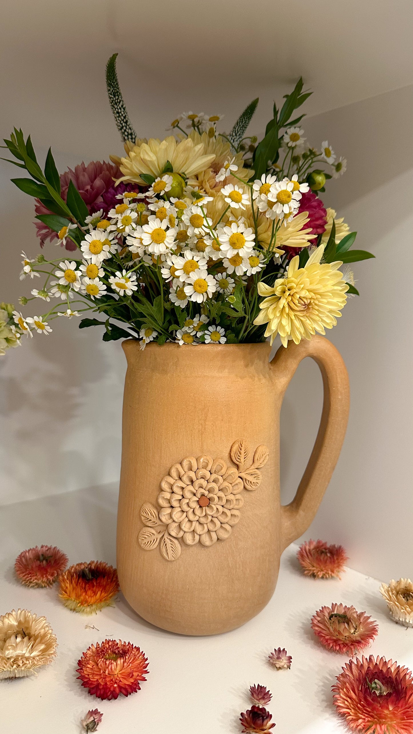 Dahlia Clay Pitcher