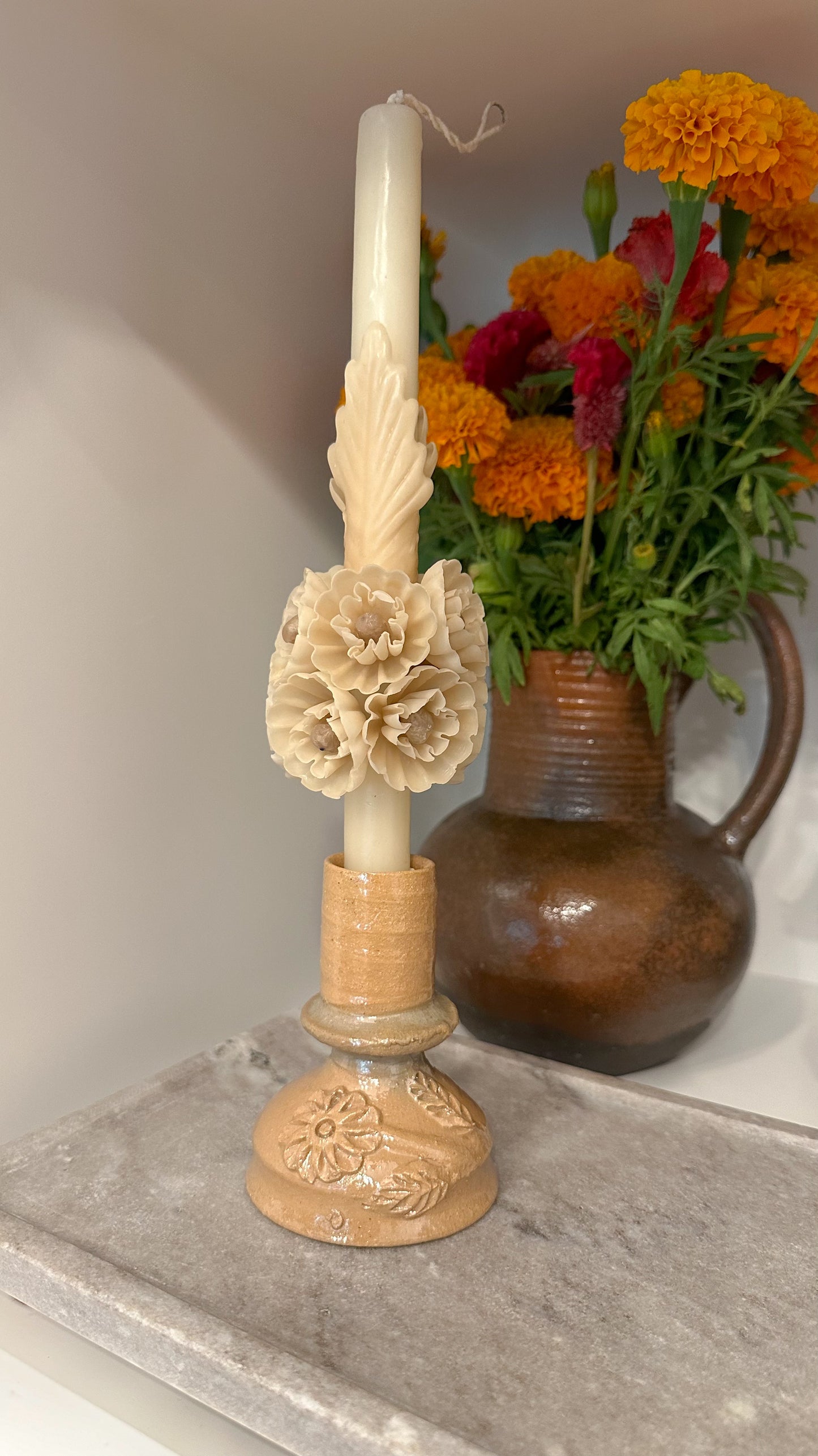 Piña Floral Taper Candle