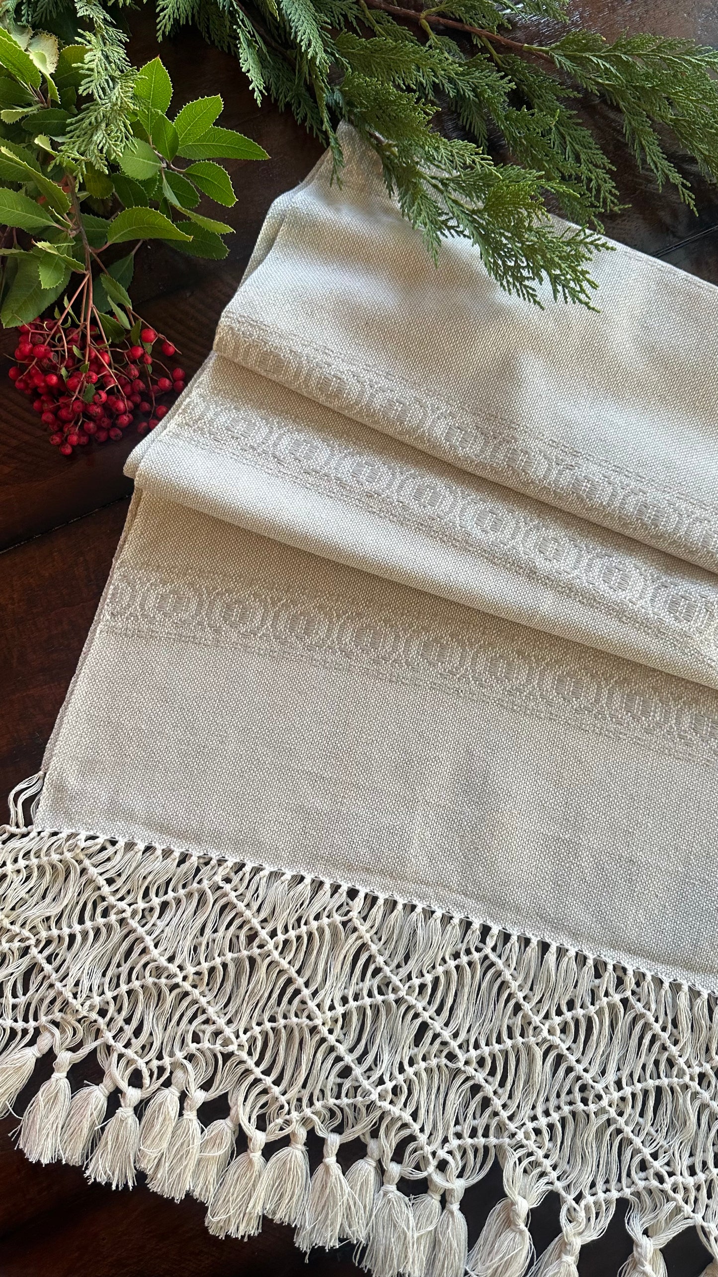 Taupe Woven Table Runner