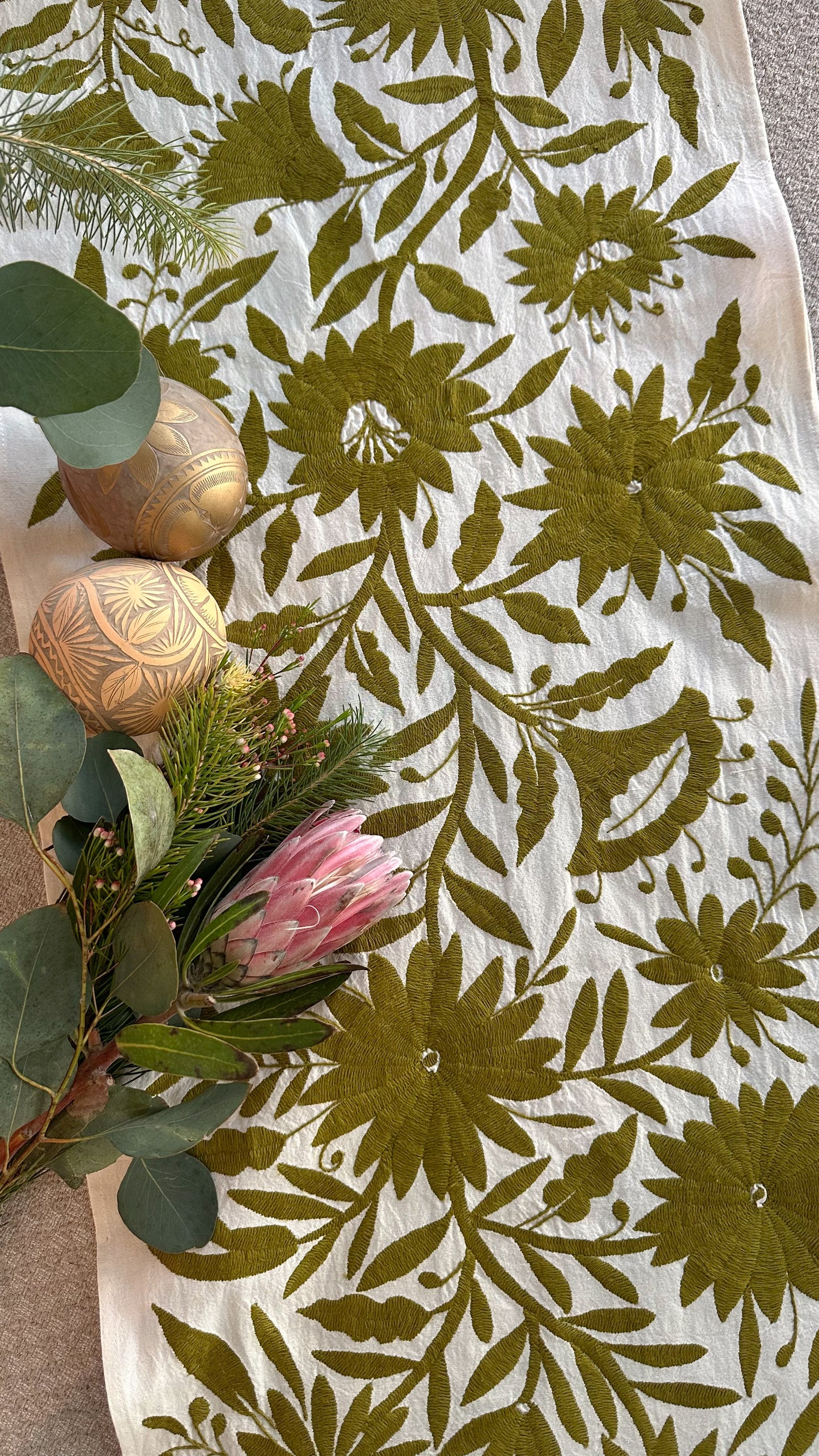 Olive Otomi Table Runner