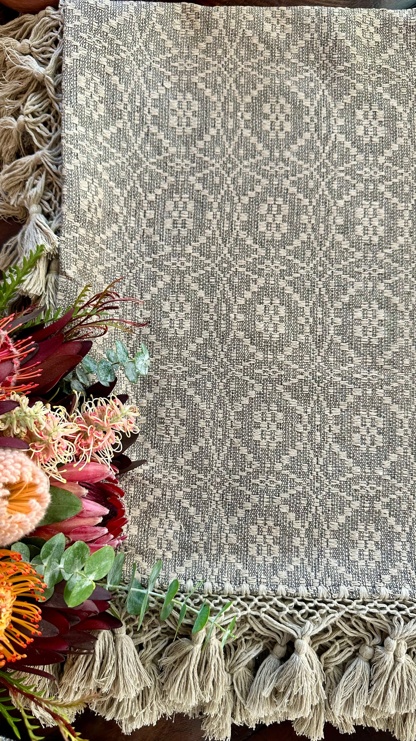 Maria Bonita Beige Woven Tablecloth