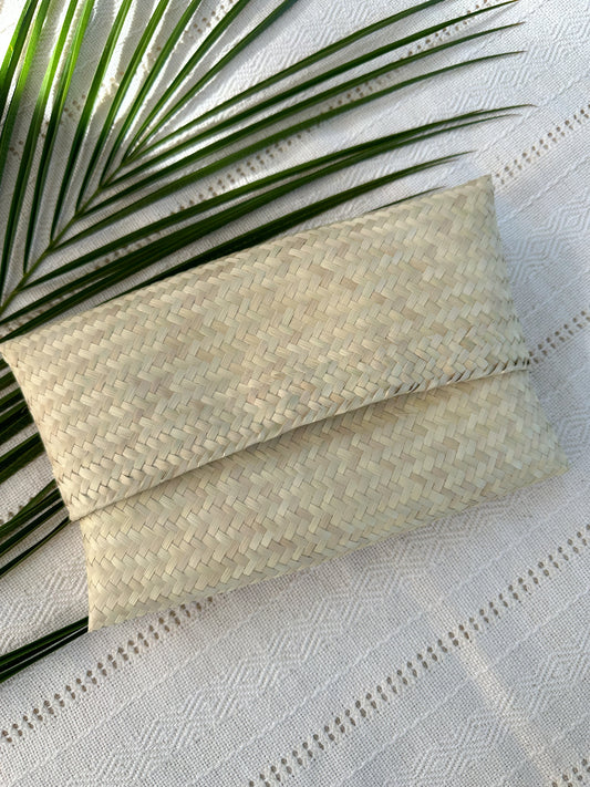 Lucia Woven Palm Leaf Pouch/Clutch